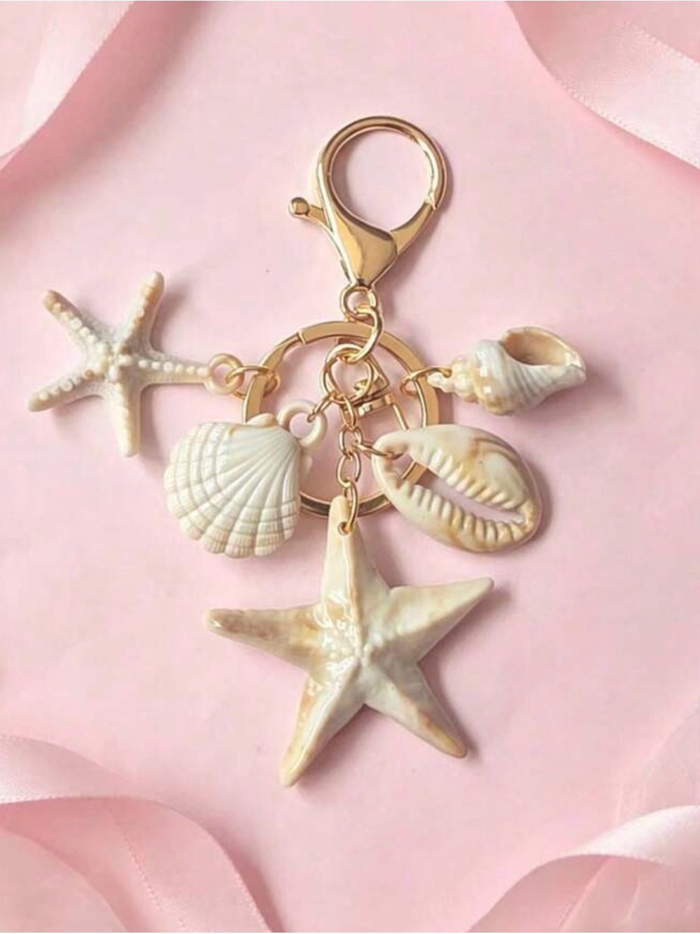 Seashell Starfish Keychain Bag Charm - Picture 5 of 8